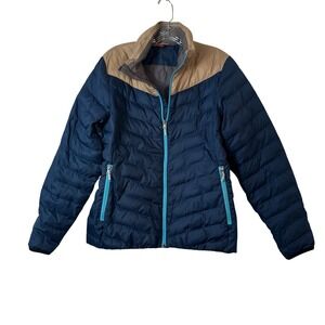 Spyder Grand Synthetic Down Jacket Womens Medium Blue Tan Puffer